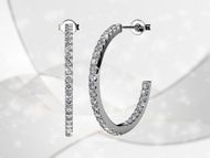 Cate & Chloe Rosalyn 18k White Gold Plated Hoop Earrings with Swarovski Crystals (Image via Walmart)
